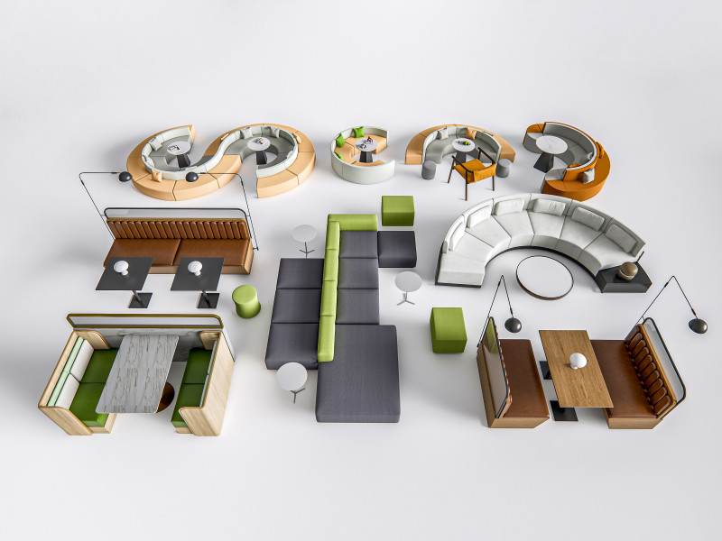 Restaurant seating sofa 4 3D 模型 .c4d .max .obj .3ds .fbx .stl .blend