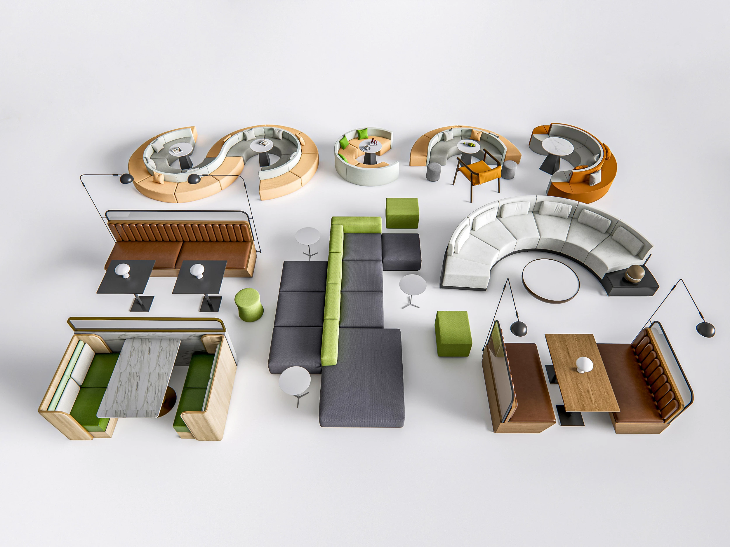 Divano per posti a sedere del ristorante 4 Modello 3D .c4d .max .obj .3ds .fbx .stl .blend