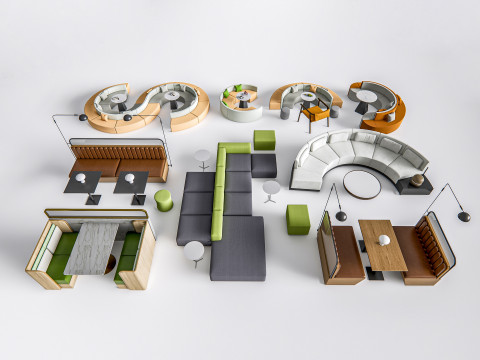 Restaurant seating sofa 4 3D Model