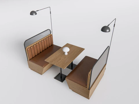 Divano per posti a sedere del ristorante 4 Modello 3D