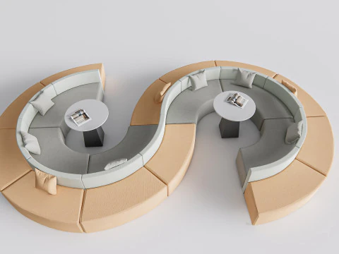 Divano per posti a sedere del ristorante 4 Modello 3D