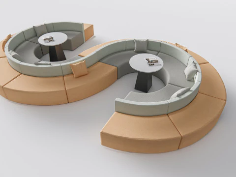 Divano per posti a sedere del ristorante 4 Modello 3D