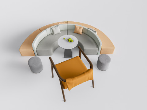 Restaurant seating sofa 4 3D 模型