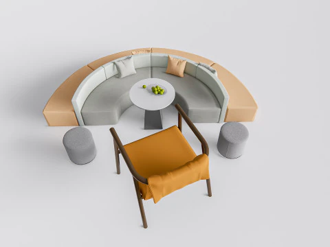 Divano per posti a sedere del ristorante 4 Modello 3D