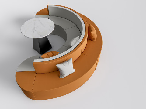 Restaurant seating sofa 4 3D 模型