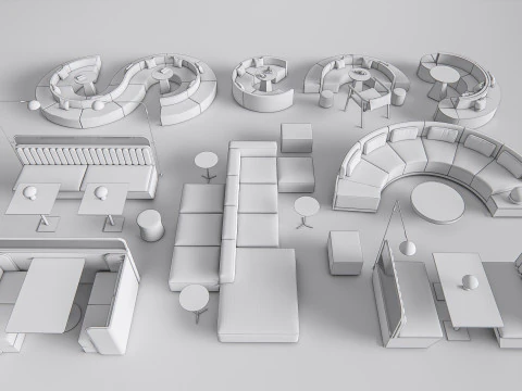 Divano per posti a sedere del ristorante 4 Modello 3D