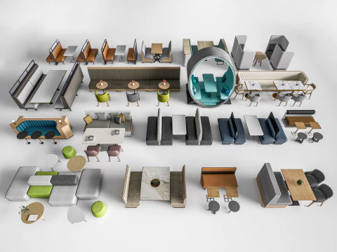 레스토랑 좌석 소파 5 3D 모델