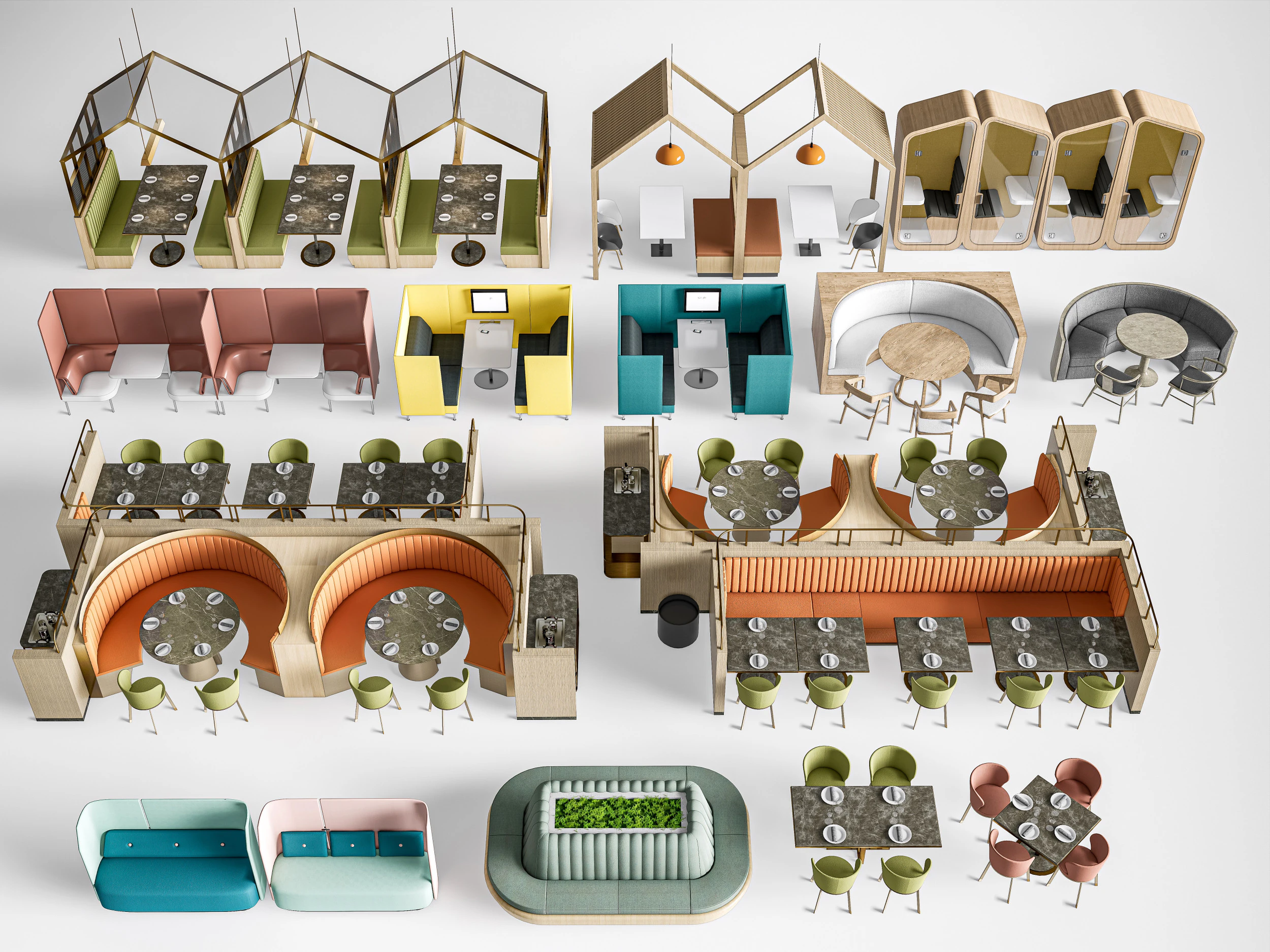 Sofá para restaurante 7 Modelo 3D .c4d .max .obj .3ds .fbx .stl .blend