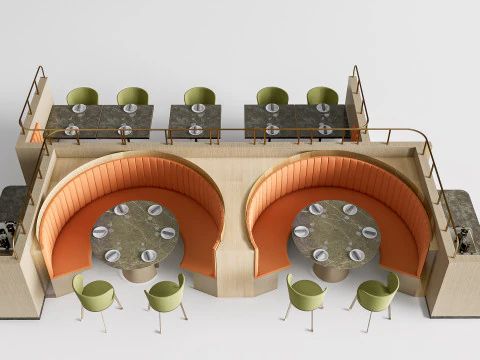 Sof&aacute; para restaurante 7 Modelo 3D