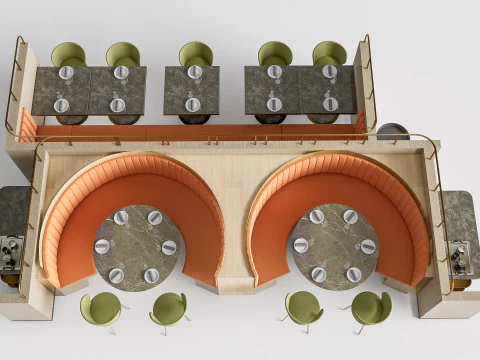 Sof&aacute; para restaurante 7 Modelo 3D