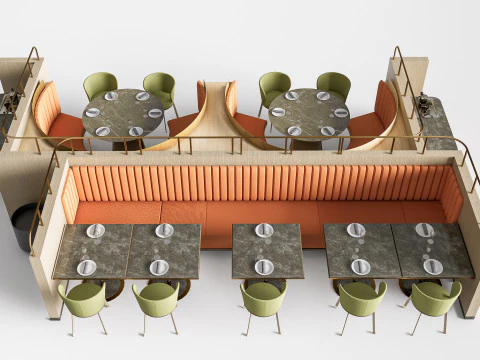 Sof&aacute; para restaurante 7 Modelo 3D