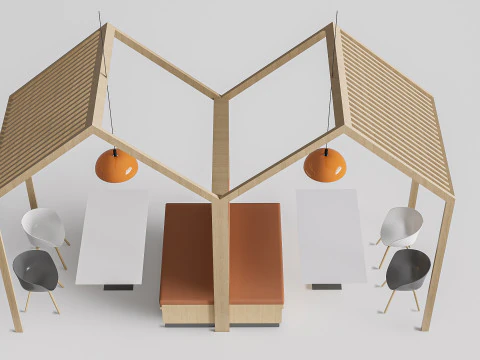 Sof&aacute; para restaurante 7 Modelo 3D