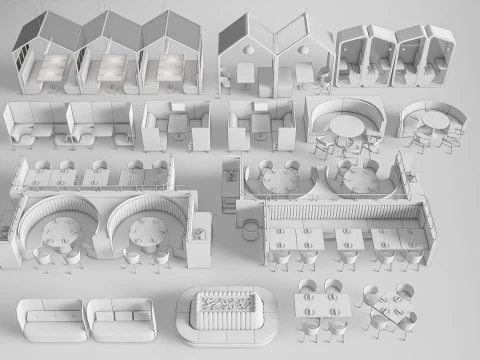 Sof&aacute; para restaurante 7 Modelo 3D