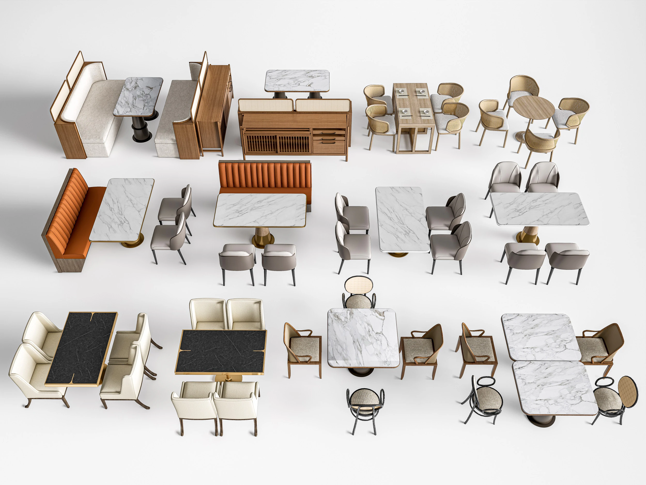 Sof&aacute; para restaurante 8 Modelo 3D .c4d .max .obj .3ds .fbx .stl .blend 