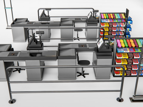 Supermarket Shop Store Elements checkout 1 3D Модель