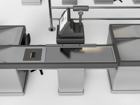 Супермаркет Магазин Елементи каси 1 3D Модель