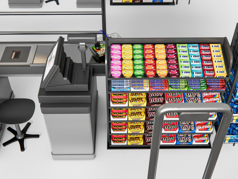 Supermarket Shop Store Elements checkout 1 3D Модель
