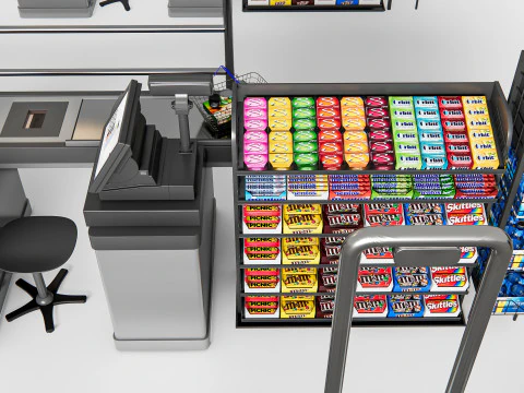 Супермаркет Магазин Елементи каси 1 3D Модель