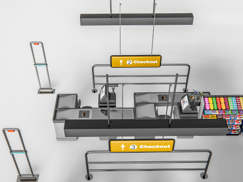 Supermarket Shop Store Elements checkout 1 3D Модель
