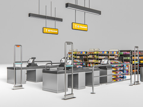Supermarket Shop Store Elements checkout 1 3D Модель