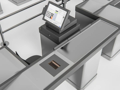 Супермаркет Магазин Елементи каси 1 3D Модель