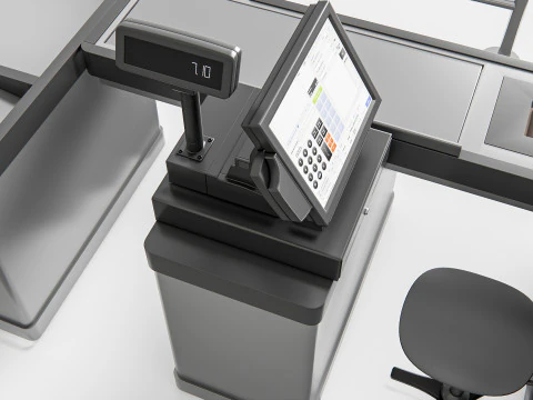 Супермаркет Магазин Елементи каси 1 3D Модель