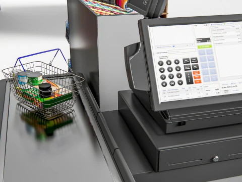 Супермаркет Магазин Елементи каси 1 3D Модель