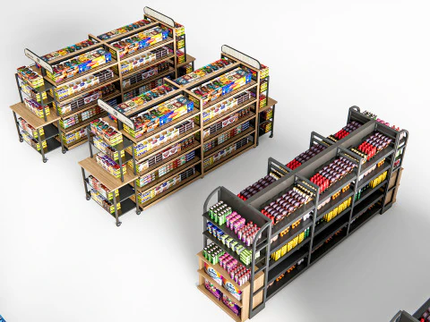 Супермаркет Магазин Елементи каси 1 3D Модель