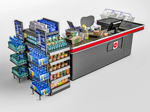 Elemen Toko Supermarket, checkout 2 Model 3D