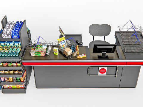Supermarket Shop Store Elements checkout 2 3Dモデル