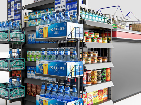 Supermarket Shop Store Elements checkout 2 3Dモデル