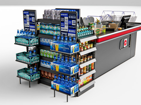 Supermarket Shop Store Elements checkout 2 3Dモデル