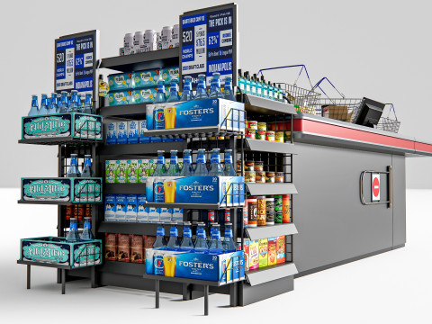 Supermarket Shop Store Elements checkout 2 3Dモデル