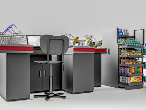 Supermarket Shop Store Elements checkout 2 3Dモデル
