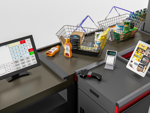Supermarket Shop Store Elements checkout 2 3Dモデル