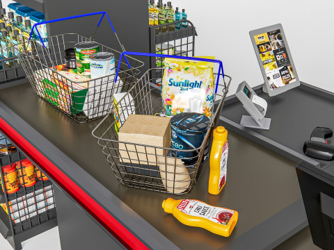 Supermarket Shop Store Elements checkout 2 3Dモデル