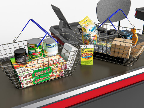 Supermarket Shop Store Elements checkout 2 3Dモデル