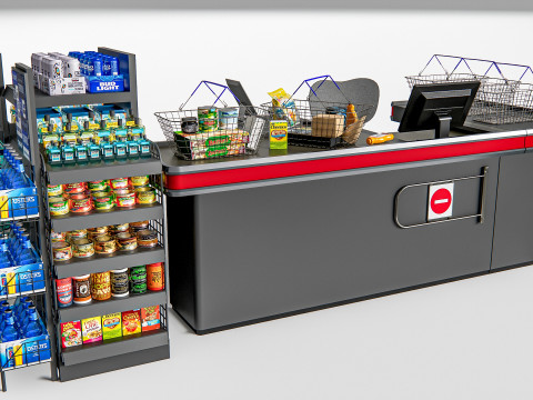 Supermarket Shop Store Elements checkout 2 3Dモデル