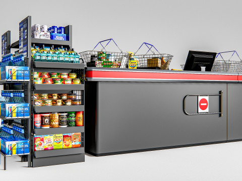 Supermarket Shop Store Elements checkout 2 3Dモデル