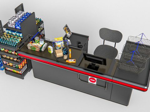 Supermarket Shop Store Elements checkout 2 3Dモデル