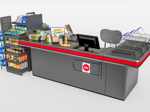 Supermarket Shop Store Elements checkout 2 3Dモデル