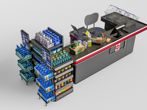 Supermarket Shop Store Elements checkout 2 3Dモデル