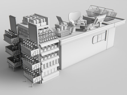 Supermarket Shop Store Elements checkout 2 3Dモデル