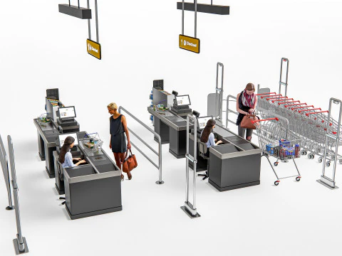Elemen Toko Supermarket, checkout 3 Model 3D