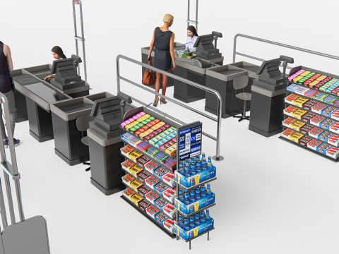 Supermarket Shop Store Elements checkout 3 3D Модель