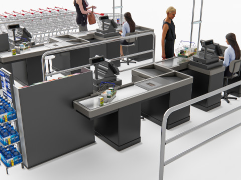 Supermarket Shop Store Elements checkout 3 3D Модель
