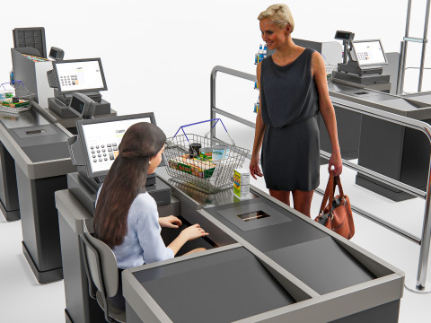 Supermarket Shop Store Elements checkout 3 3D Модель
