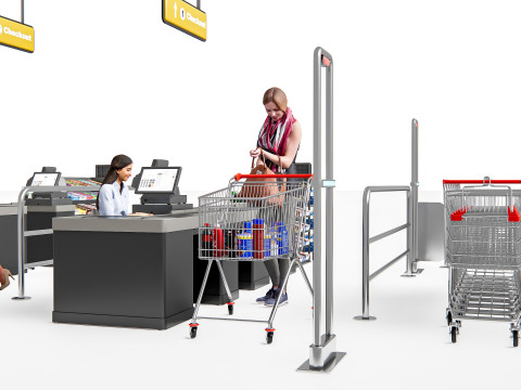 Supermarket Shop Store Elements checkout 3 3D Модель