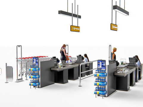 Supermarket Shop Store Elements checkout 3 3D Модель