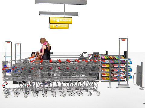 Supermarket Shop Store Elements checkout 3 3D Модель